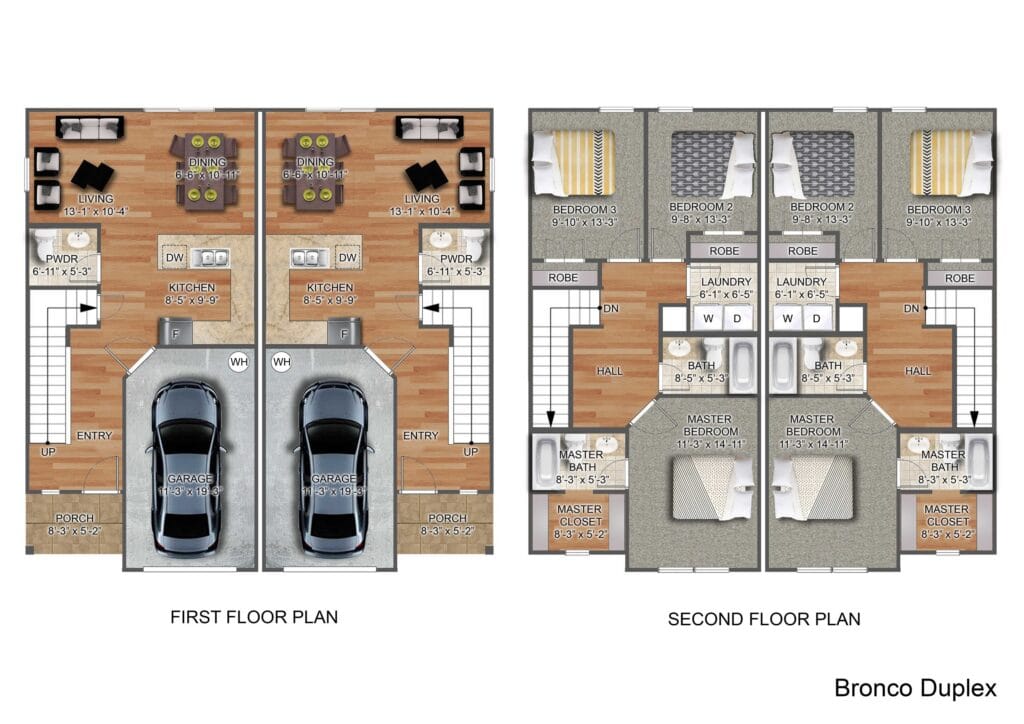 Bronco Duplex floor plan, both floors